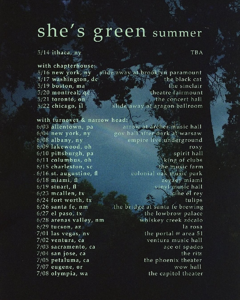 she's green summer 2026 tour dates poster.